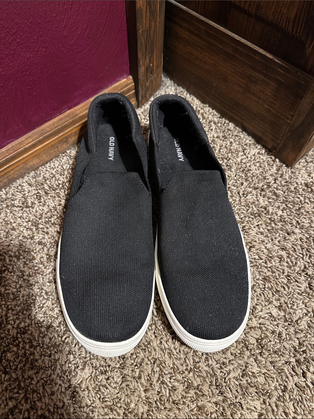 Old Navy Black Slip-On Canvas Shoes‎ with White Soles